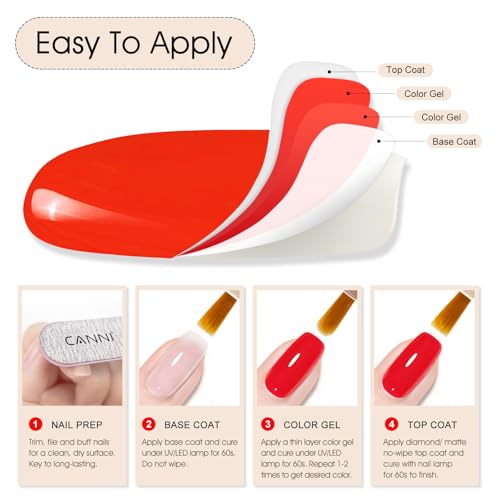 Image of CANNI 9ml Neon Orange Gel Nail Polish, High Gloss UV LED Soak Off Gel