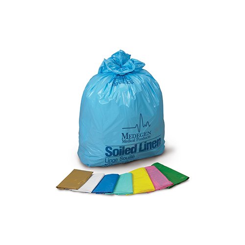Medegen 112 Laundry and Linen Bag, Star Seal, Coreless Roll, LLDPE Film, Flat Pack, Yellow/Red, 1.30mil Thickness, 20-30 Gallon Capacity, 30.5" Width, 41" Length, Pack of 250