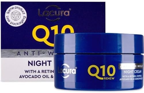 Lacura Q10 Renew Anti-Wrinkle Night Cream with Retinol Complex, Avocado Oil & Coenzyme Q10, 50ML