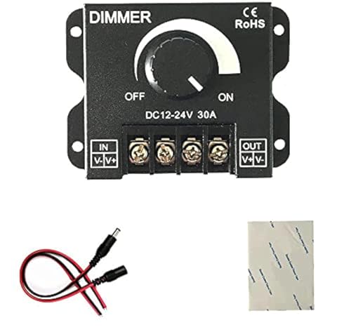 HUALAND PWM 12V 24V 30A/720W LED Dimmer Controller for Single Color LED Strip Lighting Lamp Ribbon Light Black Button Control Brightness 3.35 x 2.36 x 1.38 inches