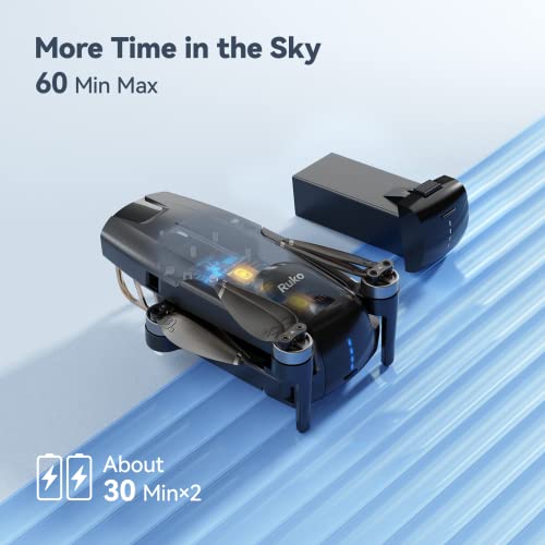 Ruko F11Mini Drones With Camera For Adults 4K, Under 250G, 2 Batteries 60 Min Flight Time, Foldable & Lightweight, 5Ghz Wifi, Gps Auto Return, Follow Me, Waypoints, Points Of Interest For Beginner #TOP3