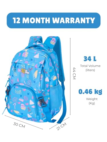 Image of Zara Sky Blue Doodle Dream School Backpack Pastel Fun Edition