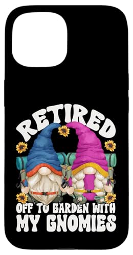 Funny Hiking Gnome Mom & Dad Retired Hiker Retirement Couple Custodia per iPhone 15