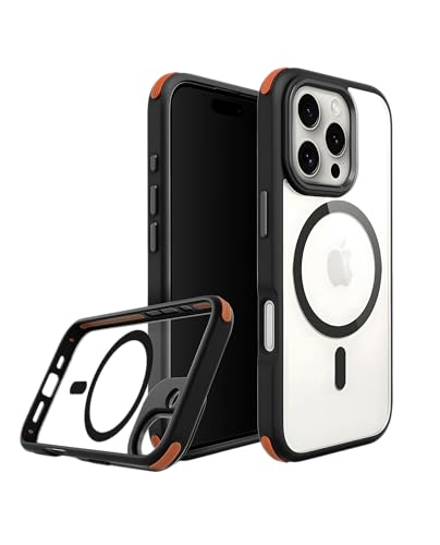 DailyObjects Polycarbonate Case for iPhone 16 Pro Compatible with Mag-Safe Wireless Charging | Orange Hybrid Magnetic Armour Slim Shockproof Back Cover