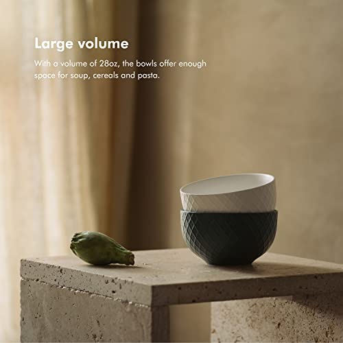 Kivy Large Cereal Bowls Set Of 6 [28Oz] - Embossed Ceramic Bowls For Soup, Oatmeal And Pasta - Large Soup Bowls Set - Cereal Bowl Set - Ceramic Bowl Set - Soup Bowl Set - Oatmeal Bowl - Colorful Bowl #TOP1