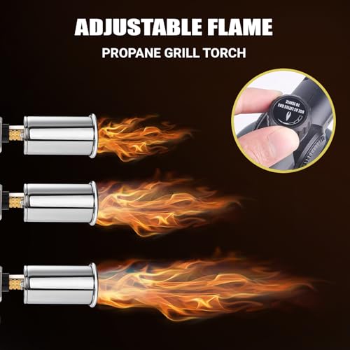ARTFLAMM Pistolet torche au propane – Puissant barbecue et chalumeau de cuisson – Torche culinaire sous vide – Lance-flammes réglable pour barbecue, feu de camp, barbecue au charbon de bois (réservoir – vue 5