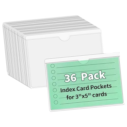 36Pcs PVC Insert Card Sleeves with Strong Adhesive for School Library Storage Clear Label Holders