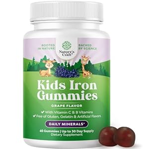 Kids Iron Gummies – Blood Builder Iron Supplements for Kids with Gentle for Stronger Immunity & Energy – Vitamin B12, Folate & Vitamin C Gummies – Vegan GMO & Gluten Free for Toddlers – 60 Count