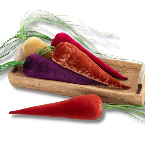 Your Heart's Content Velvet Carrots, Set of 5 with Wooden