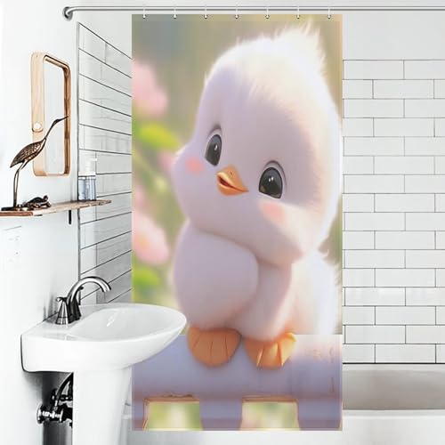 Rideau de douche imperméable canard anti éclaboussures avec crochets - 6