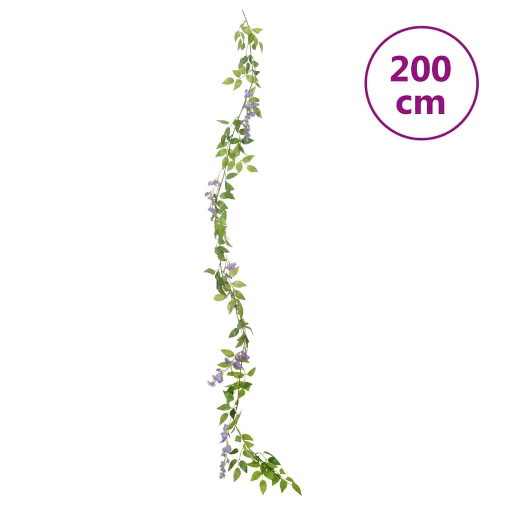 6X Künstliche Blumengirlande Lila 200 cm - Seidenblumen für Hochzeit, Party, Deko, Wanddekoration, Balkon, Innen- und Außenbereich