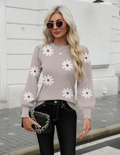 Image of Zeagoo Womens Sweaters Fall 2026 Dressy Casual Long Sleeve Shirts Ribbed Knit Winter Outfits Puff Pullover Jumper Tops