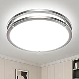libtit 13-Inch Flush Mount Ceiling Lights, Dimmable 3000K-6500K Adjustable LED Ceiling Light, 24W Round Slim Light Fixture, Brushed Nickel for Kitchen, Bedroom, Bathroom, Hallway-1 Pack
