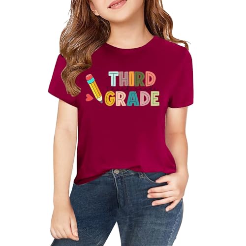 Third Grade Rainbow Letter Print Shirt Girls Boys Short Sleeve Back to School Tops First Day of School T-Shirt