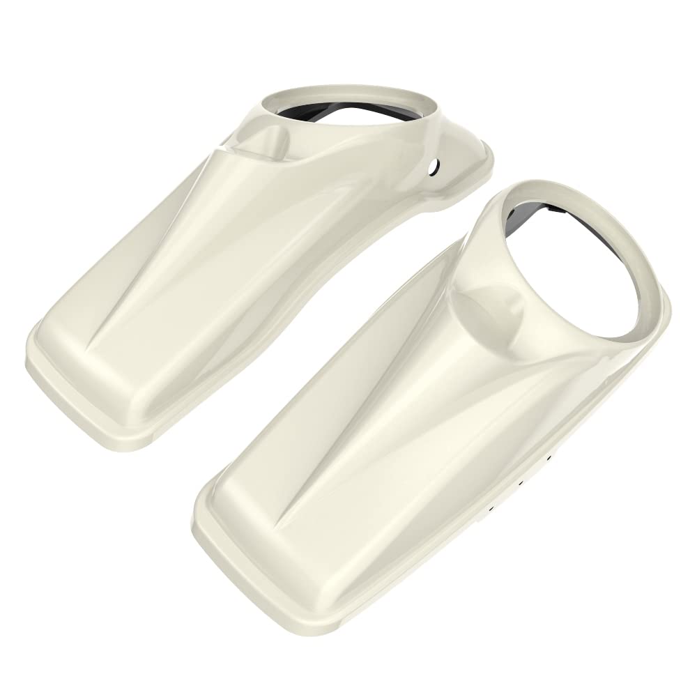 Motorcycle 8 inch Saddlebag Speaker Lids Fit for 2014+ Harley Touring FLH Hard Saddle Bags - Birch White