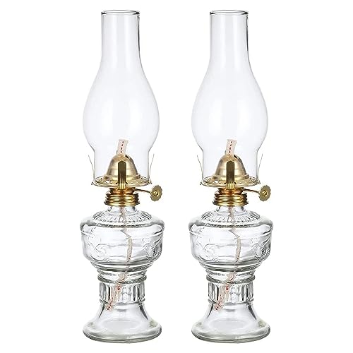 CATA-MEDICA Lampada A Olio al Cherosene Lampada A Cherosene Vintage Lanterna in Vetro per Uragano per La Decorazione di Illuminazione Interna Uso in Campeggio Esterno 1 Confezione, 2 Confezioni