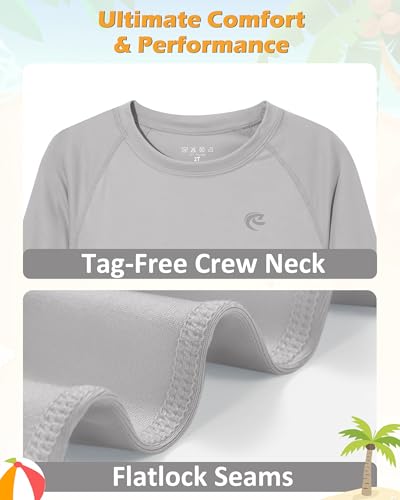 Image of Boys UPF 50+ Swim Shirt Long Sleeve, 1 or 2 Pack Rash Guard Tops