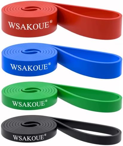 WSAKOUE Pull Up Assistance Bands, Resistance Bands Set for Men & Women, Exercise Bands Workout Bands for Working Out, Body Stretching, Powerlifting, Resistance Training (Set-4)