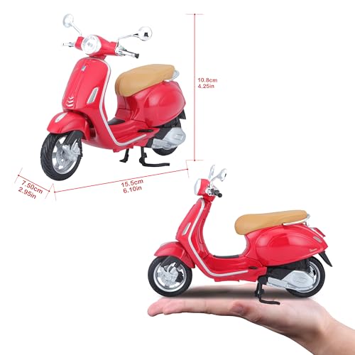 Modelo motocicleta scooter 1:18 roja miniatura 6