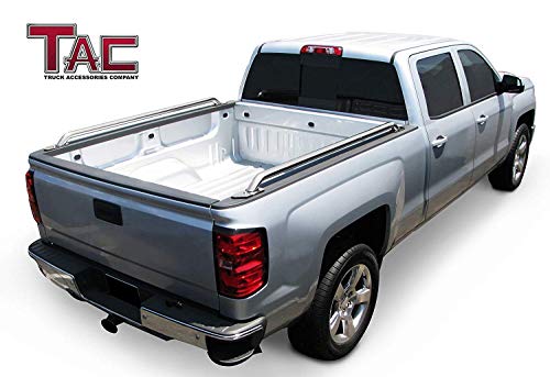 Tac Bed Rails Compatible With 2015-2021 Chevy Colorado/Gmc Canyon 6' Standard Bed | 1992-2011 Ford Ranger 6' Standard Bed | 2000-2006 Toyota Tundra 6.4' Standard Bed 304 Stainless Steel Truck -1 Pair #TOP1