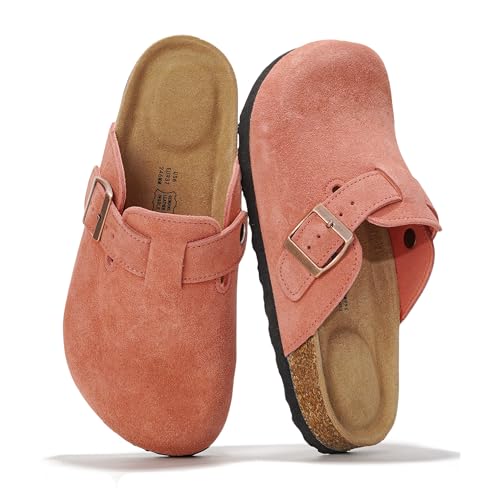 Project Cloud Genuine Leather Footbed Clogs for Women - Memory Foam Arch Support Slippers for Women - Trendy Slip-ons Women's Mules & Clogs Sandals (Benton)