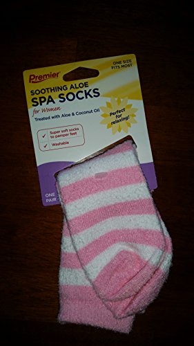 Premier Spa Socks for Women Treated W/aloe & Coconut Oil - Purple and White Stripe Soft Socks