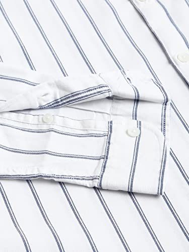 Image of Dennis Lingo Men's Striped Slim Fit Oxford Cotton Casual Shirt with Button Down Collar & Full Sleeves