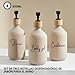 Imagen de dispensador jabon baño 500ml Beige con Detalle de bambú