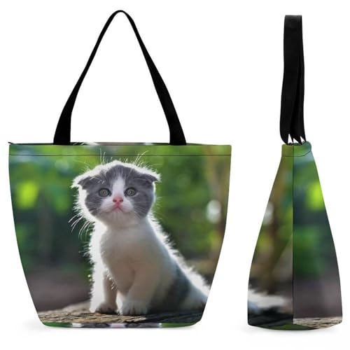 Sac de shopping chat femme grand sac de voyage logeable noir