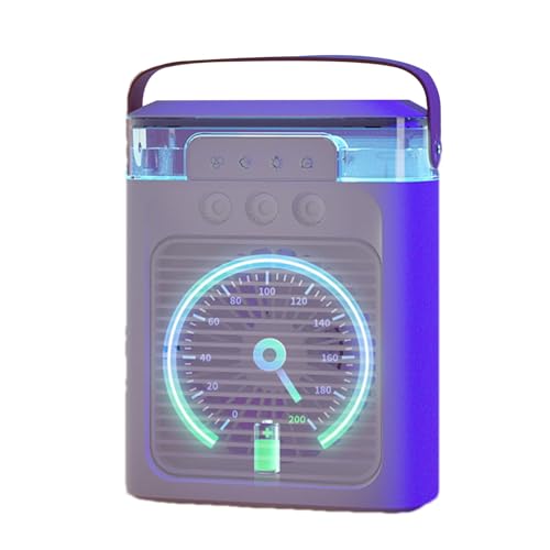 Mini enfriador de aire con ventilador personal, ventilador de aire acondicionado portátil - Ventilador nebulizador de escritorio recargable USB con temporizador y 3 modos de pulverización | Ventilador