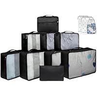 12-Piece Luggage Organiser Set, Large/Medium/Small Packing Cubes for Travel & Home Storage, 12-Piece Packing Cube Collection with Storage Bags (12PCS Black)