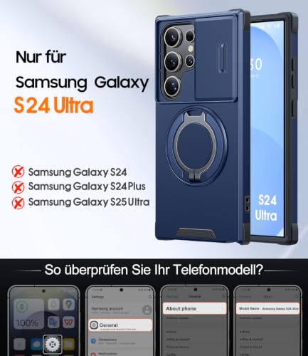 AOUIA für Samsung Galaxy S24 Ultra Hülle mit 2 Stück Panzerglas, Kameraschutz, Ringständer 360°… – Ansicht 2