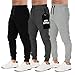 ALL IN SWEATS Men’s Sweatpants 3 Pack Joggers for Men - Athletic Sweatpants for Men with Pockets Workout Pants (Size L, Black/Charcoal/Grey)