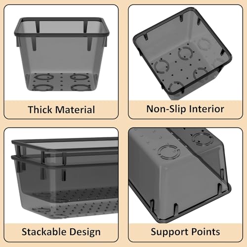Image of HOMIFLY 25 Pieces Unbreakable Drawers Organisers /Multipurpose Drawer Organizer Tray /Storage Box for Dressing Table /Makeup Organiser Tray /Storage Bins For Bathroom and Kitchen (Black)