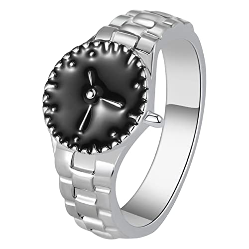 Bague montre doigt en alliage argent au cadran quartz précis