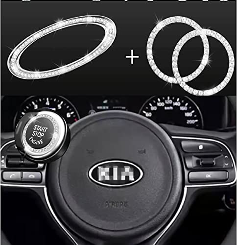 JINGSEN Bling Bling Car Steering Wheel Diamond Crystal Decal Decoration Cover Sticker Fit for KIA,DIY Bling Car Steering Wheel Emblem Accessories for KIA car accessories