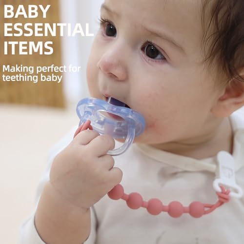 duludulu 5-Pack Silicone Pacifier Clip, One-Piece Silicone Pacifier Holder Clip for Boys & Baby Girl Binky Clips Rust-Free Holders Unisex Newborns Shower Birthday Gifts (Blue) - Thumbnail 6
