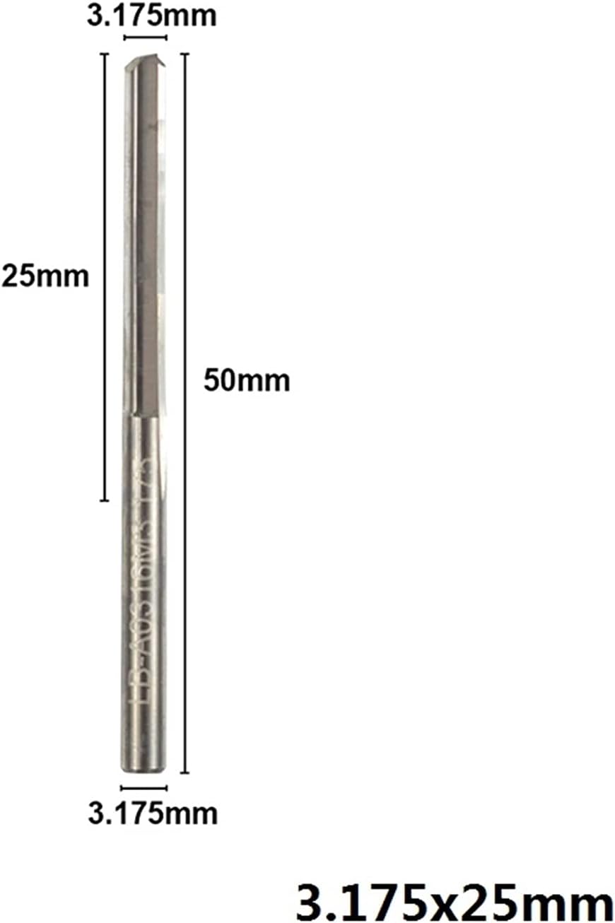 End Mill Sets 10pcs CNC Router Bit 2 Flutes Straight Milling Cutter for Wood MDF Plastic 3.175mm Shank Carbide End Mill Woodworking Tools(10pcs 3.175x25mm)