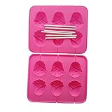 Yunko 3d Rose Flower Lollipop Shape Silicone Chocolate Candy Mold with Sticks 2pcs /Set