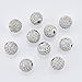 NBEADS 10 Pcs About 9.5~10mm Platinum Color Cubic Zirconia Beads, Clear Crystal Cubic Zirconia Pave Micro Setting Disco Ball Spacer Beads Brass Round Bracelet Beads for Jewelry Making