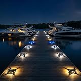 AGPTEK 5 in 1 Solar Driveway Lights Outdoor with Ground Spikes, IP67 Waterproof Solar Lights with 5 Modes (Blue/White/Warm/Mixed/Flashing) for Deck, Stairs, Pathway, Garden, Patio(Rectangle, 4 Pack)