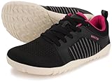 WHITIN Women's Wide Barefoot Minimalist Shoes Zero Drop Trail Running Hiking Sneaker Size 9 Cross Hike Trainer Walking Gym Workout Lifting Rose Black 40