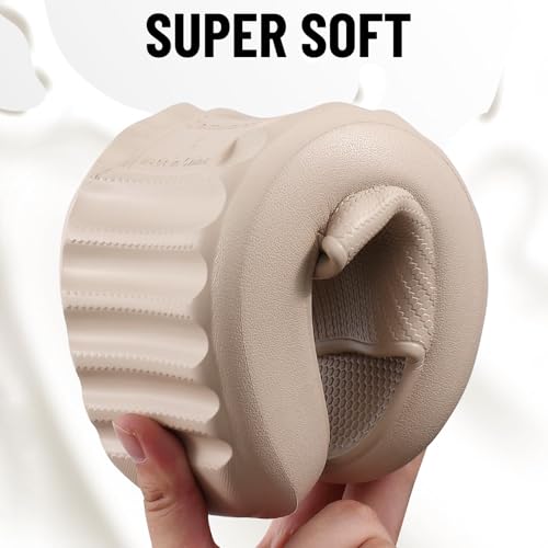 Image of Comwarm Cloud Slide Sandals for Women Men Ultra Comfort Soft House Slippers Slip on Summer Beach Shoes with Low Arch Support,Sand Size 13-14 Wonmen /11.5-12.5 Men