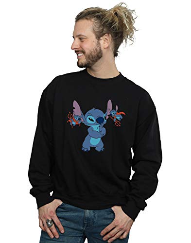 Disney Men's Lilo And Stitch Little Devils Sweatshirt Black XX-Large