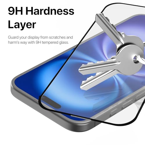 Image of GRIPP Dust-Proof 3D Japanese Tempered Glass Screen Protector for iPhone 16 (6.1 inch), Speaker Dust Guard, 3D Curved Edges, Scratch-Resistant, 9H Hardness, Bubble Free