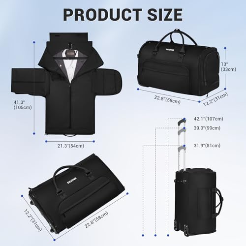 DEVPNR 3-in-1 Rolling Garment Duffle Bag