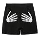 ZUYPSK Frauen Booty Shorts Skelett Hände Print Rücken Hot Pants für Workout Yoga Rave Tanz Disco Party (DE/NL/SE/PL, Alphanumerisch, XS, Regular, Regular, Schwarz)