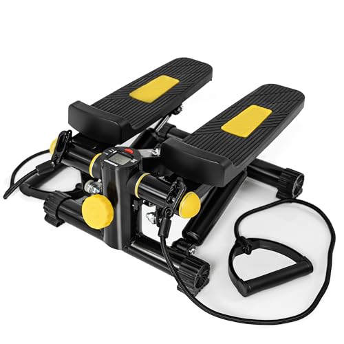 Mini Stepper für zuhause mit Kraftseilen - maximale Belastung 100kg - Einstellbarer Widerstand -...