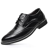 Men's Classic Leather Formal Business Oxford Wingtip Lace Up Retro Casual Dress Shoes for Men Comfortable (Black, Adult, Men, 9.5, Numeric, US Footwear Size System, Medium)