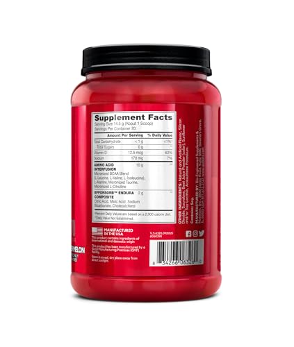 BSN Amino X Muscle Recovery & Endurance Powder, BCAAs, 10 Grams of Amino Acids, Keto Friendly, Caffeine-Free, Support Endurance, Zero Sugar, Watermelon, 70 servings, 35.84 Ounce (Packaging May Vary)
